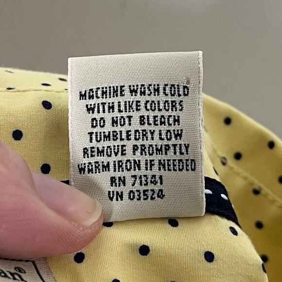 L.L. Bean Women's Button Up Shirt S Yellow Polka Dot Roll Tab Long Sleeve Fitted - Picture 7 of 7